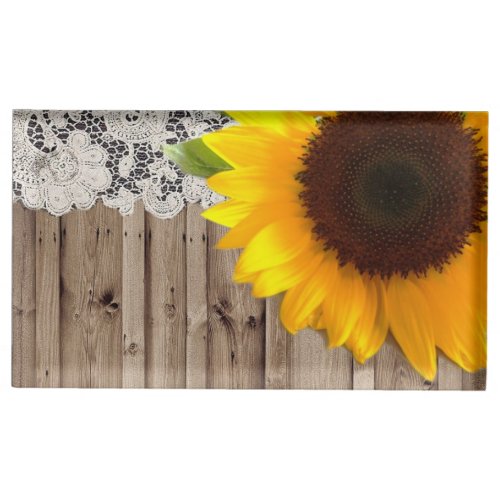 rustic lace barn wood sunflower country wedding table number holder