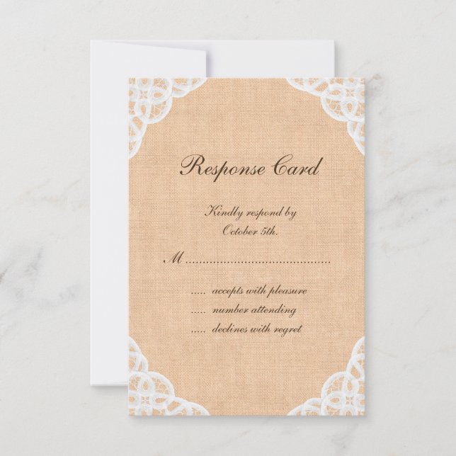 Rustic Lace & Burlap RSVP (Front)