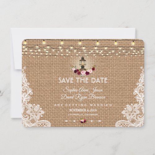 Rustic Lace Burlap String Lights Save The Date