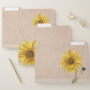 Rustic Lace & Burlap Sunflowers File Folders