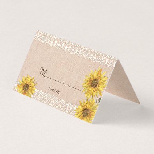 Rustic Lace  Burlap Sunflowers Wedding Table No Business Card