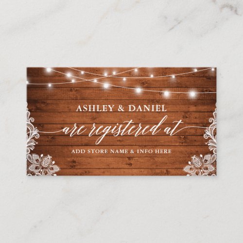Rustic Lace Calligraphy Wedding Registry Card
