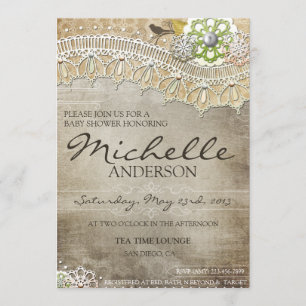 Rustic Lace Distressed BABY Shower Invite