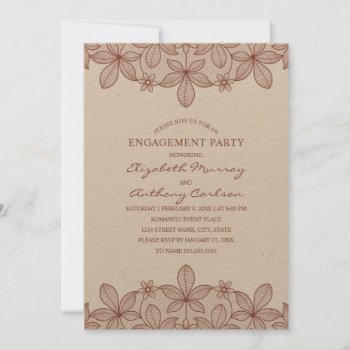 Rustic Lace Engagement Party Elegant Vintage Invitation by superdazzle at Zazzle