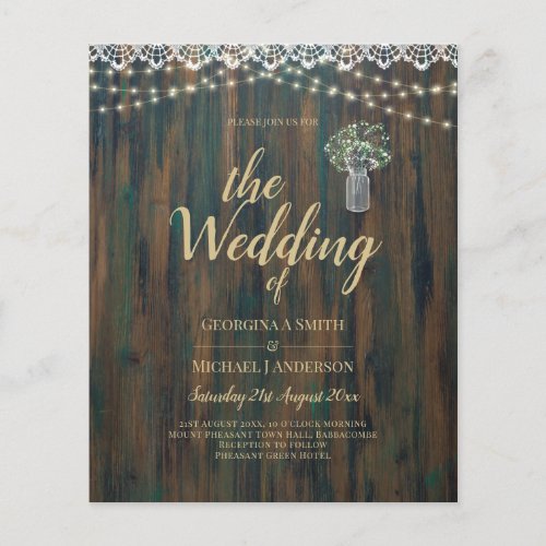 Rustic Lace Gypsophila Lights Mason Jar Wedding Flyer