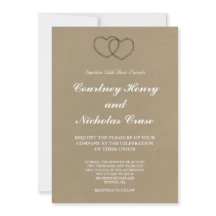 Rustic Lace Hearts Wedding Invitation