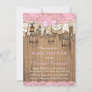Rustic Lace Mason Jar Baby Shower Invitation
