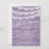 Rustic Lace &amp; Purple Wood Bridal Shower Invitation | Zazzle