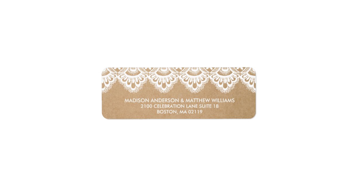 Rustic Address Lables RUSTIC LACE | RETURN ADDRESS LABELS | Zazzle