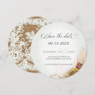 Rustic Lace Rust Boho Wedding Save The Date