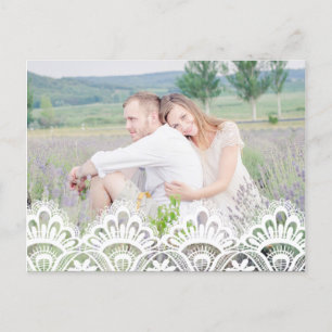RUSTIC LACE SAVE THE DATE PHOTO POST CARD