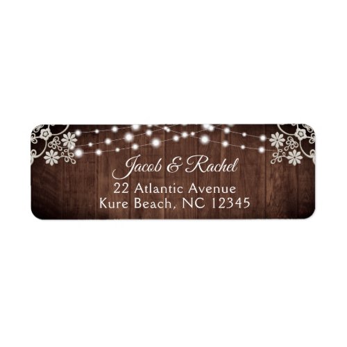 Rustic Lace  String Lights Wedding Address Label