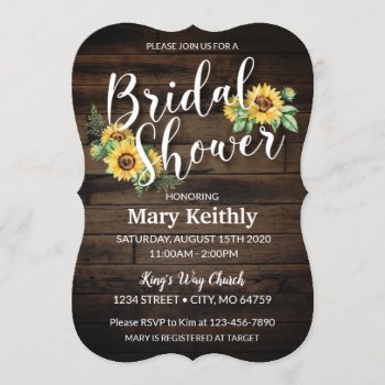 Rustic Lace & Sunflower Bridal Shower Invitation by DaffodilsDesigns at Zazzle