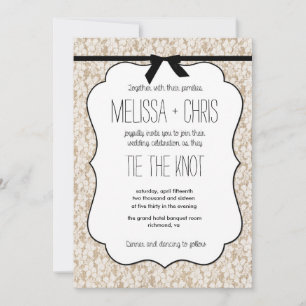 Rustic Lace Tie The Knot Wedding Invitation