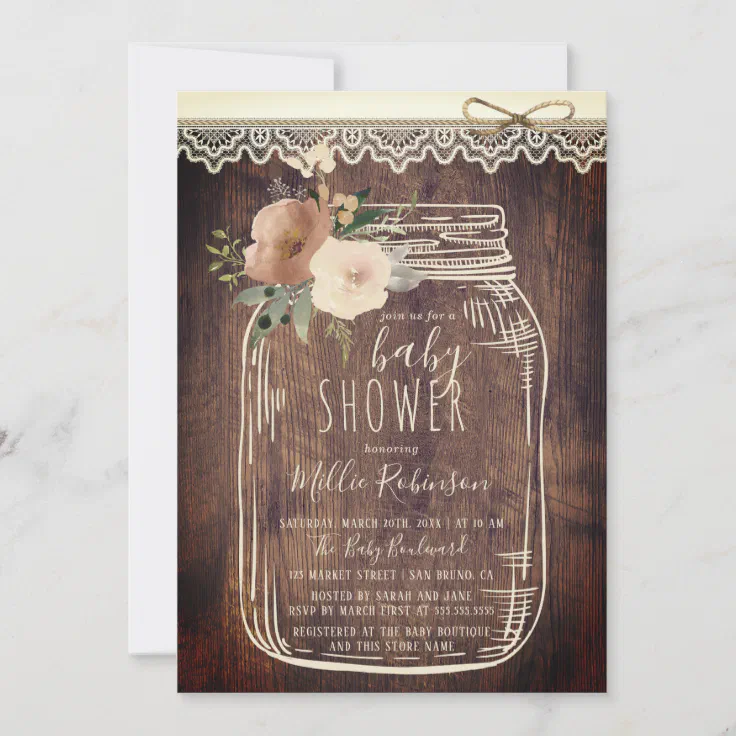 mason jar baby shower invitations