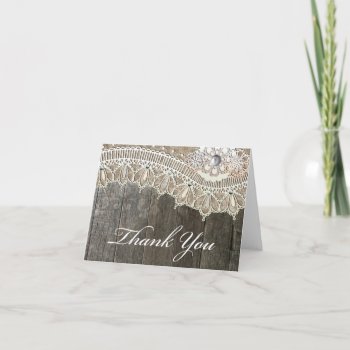 Rustic Lace Vintace Wood Thank You Cards by oddlotpaperie at Zazzle