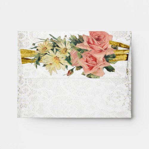 Rustic Lace  Vintage Floral Romance Envelope