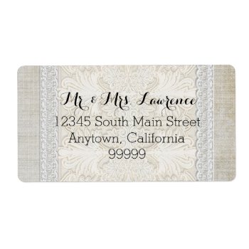 Rustic Lace W Aged Vintage Linen Country Elegance Label by VintageWeddings at Zazzle