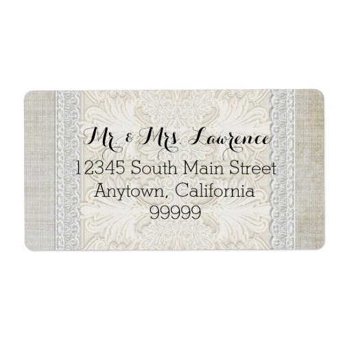 Rustic Lace w Aged Vintage Linen Country Elegance Label