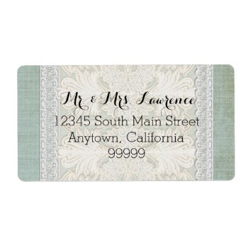 Rustic Lace W Aged Vintage Linen Country Elegance Label by VintageWeddings at Zazzle