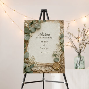 Rustic Lace Wax Seal Eucalyptus Wedding Foam Board