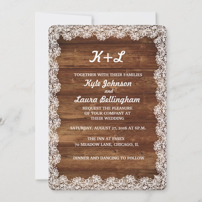 RUSTIC LACE WEDDING INVITATION (Front)