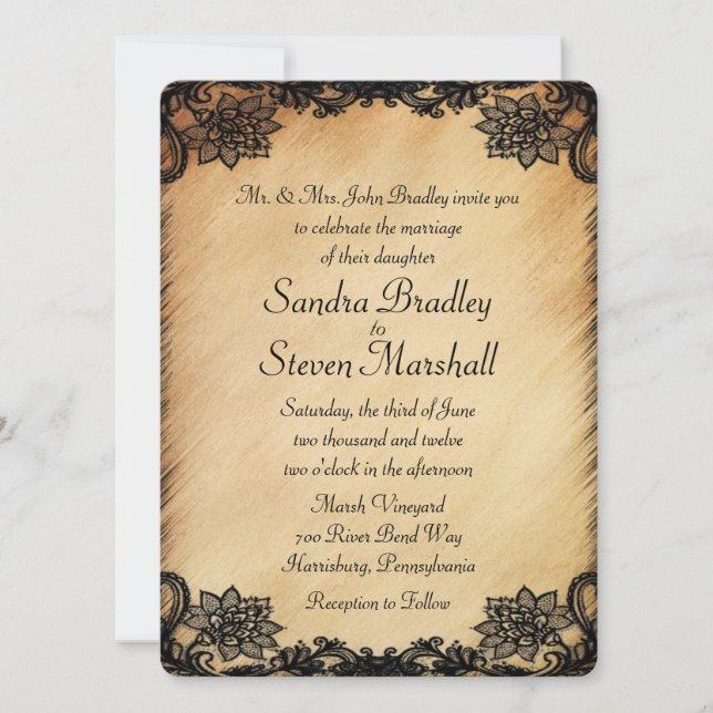 Rustic Lace Wedding Invitation (Front)