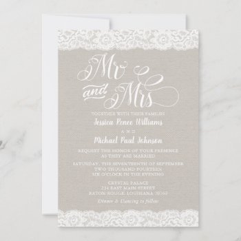 Rustic Lace Wedding Invitation by fancypaperie at Zazzle