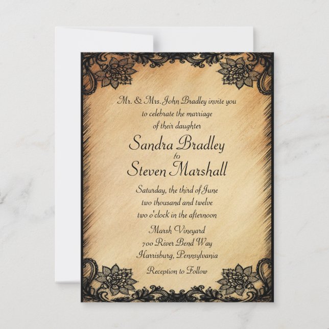 Rustic Lace Wedding Invitation (Front)