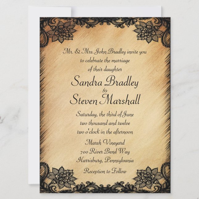Rustic Lace Wedding Invitation (Front)