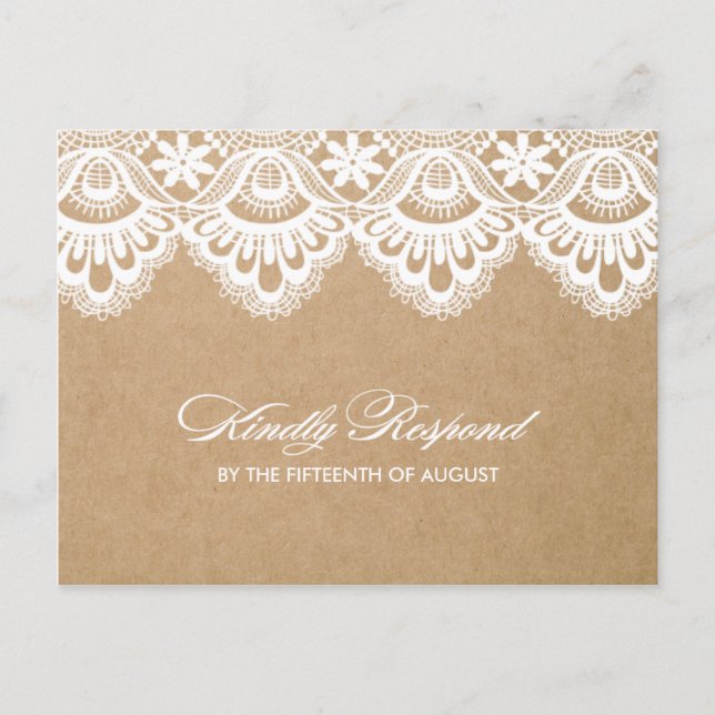 RUSTIC LACE | WEDDING RSVP POST CARD (Front)