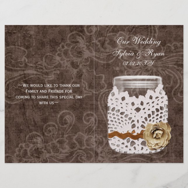 Rustic Lace Wrapped Mason Jar Wedding (Front)