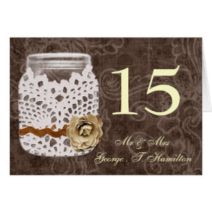 Rustic Lace Wrapped Mason Jar Wedding Cards