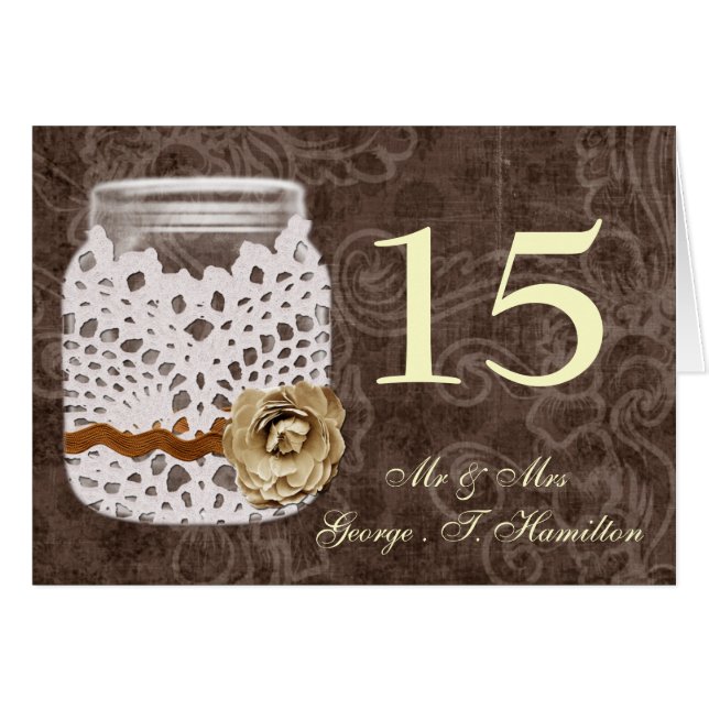 Rustic Lace Wrapped Mason Jar Wedding Cards (Front Horizontal)