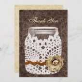 Rustic Lace Wrapped Mason Jar Wedding Thank You Card (Front/Back)