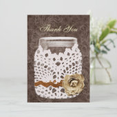 Rustic Lace Wrapped Mason Jar Wedding Thank You Card (Standing Front)