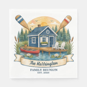 Rustic Lake Cabin Family Reunion Napkins