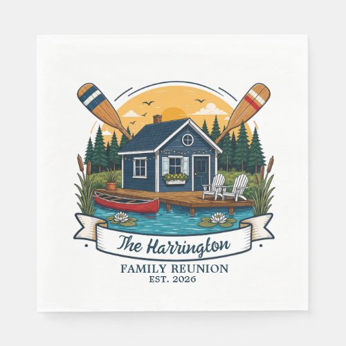 Rustic Lake Cabin Family Reunion Napkins
