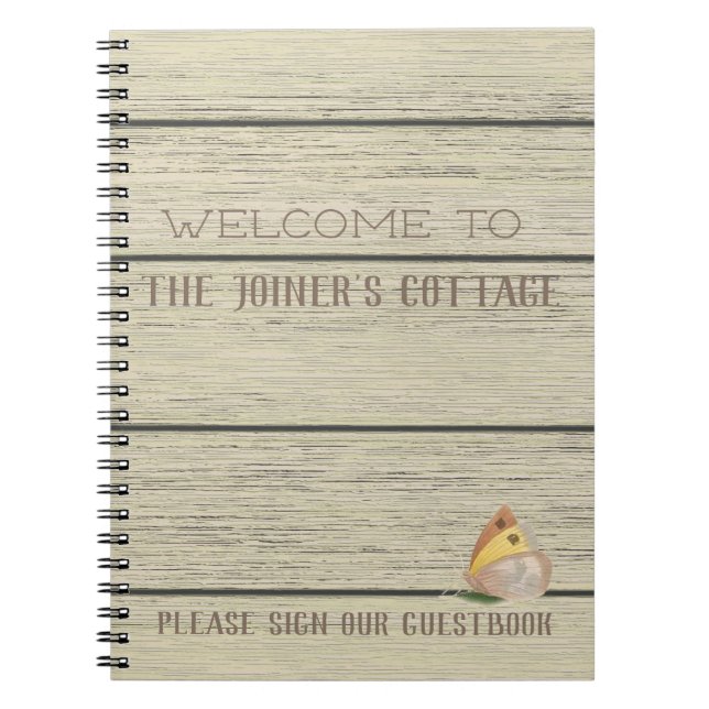 Rustic Lake Cabin Personalized Welcome Notebook (Front)