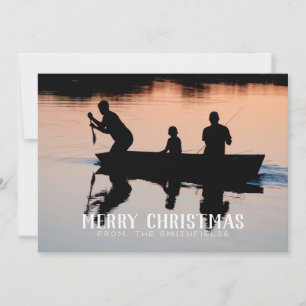 Rustic Lake Canoe Family Christmas Holiday Card