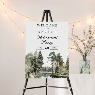 Rustic Lake Forest Retirement Party Welcome Sign