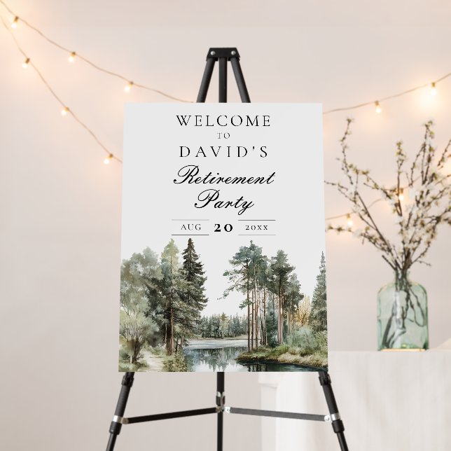 Rustic Lake Forest Retirement Party Welcome Sign (In Situ (Stand))