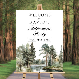 Rustic Lake Forest Retirement Party Welcome Sign