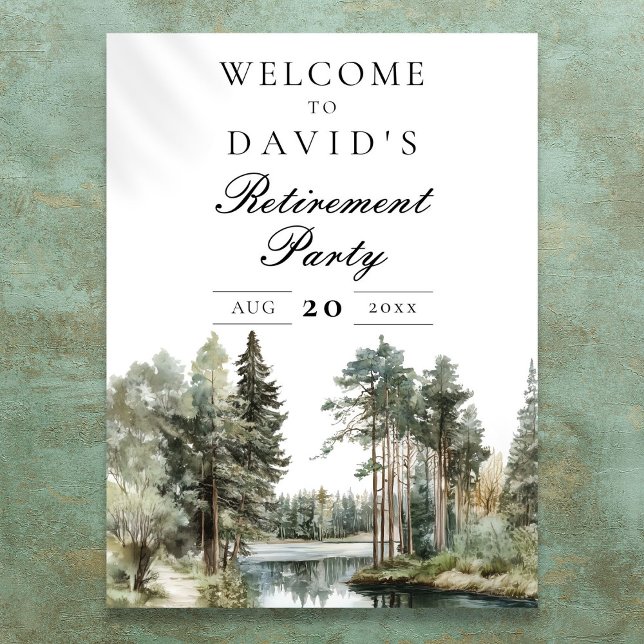 Rustic Lake Forest Retirement Party Welcome Sign (Rustic Lake Forest Retirement Party Welcome Sign)