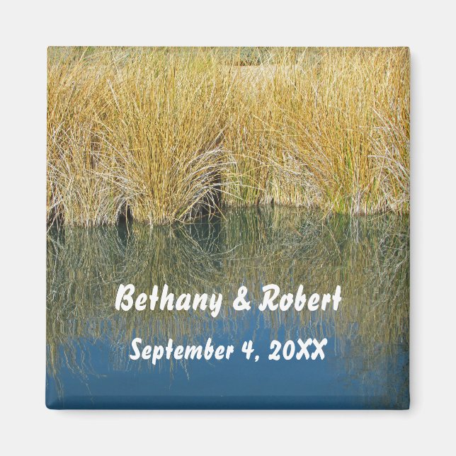 Rustic Lake Grass Reflection Outdoor Wedding Magnet (Front)