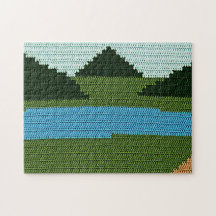 Rustic Lake Hills Green Designer Crochet Print