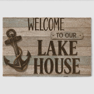 Rustic Lake House Anchor Nautical Coastal Fiber Doormat