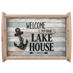 Rustic Lake House Anchor Nautical Coastal Serving Tray