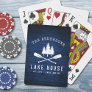 Rustic Lake House Boat Oars Trees Blue Wood Print Playing Cards