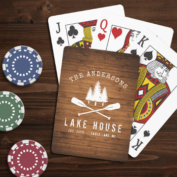 Rustic Lake House Boat Oars Trees Wood Print Playing Cards by rustic_charm at Zazzle